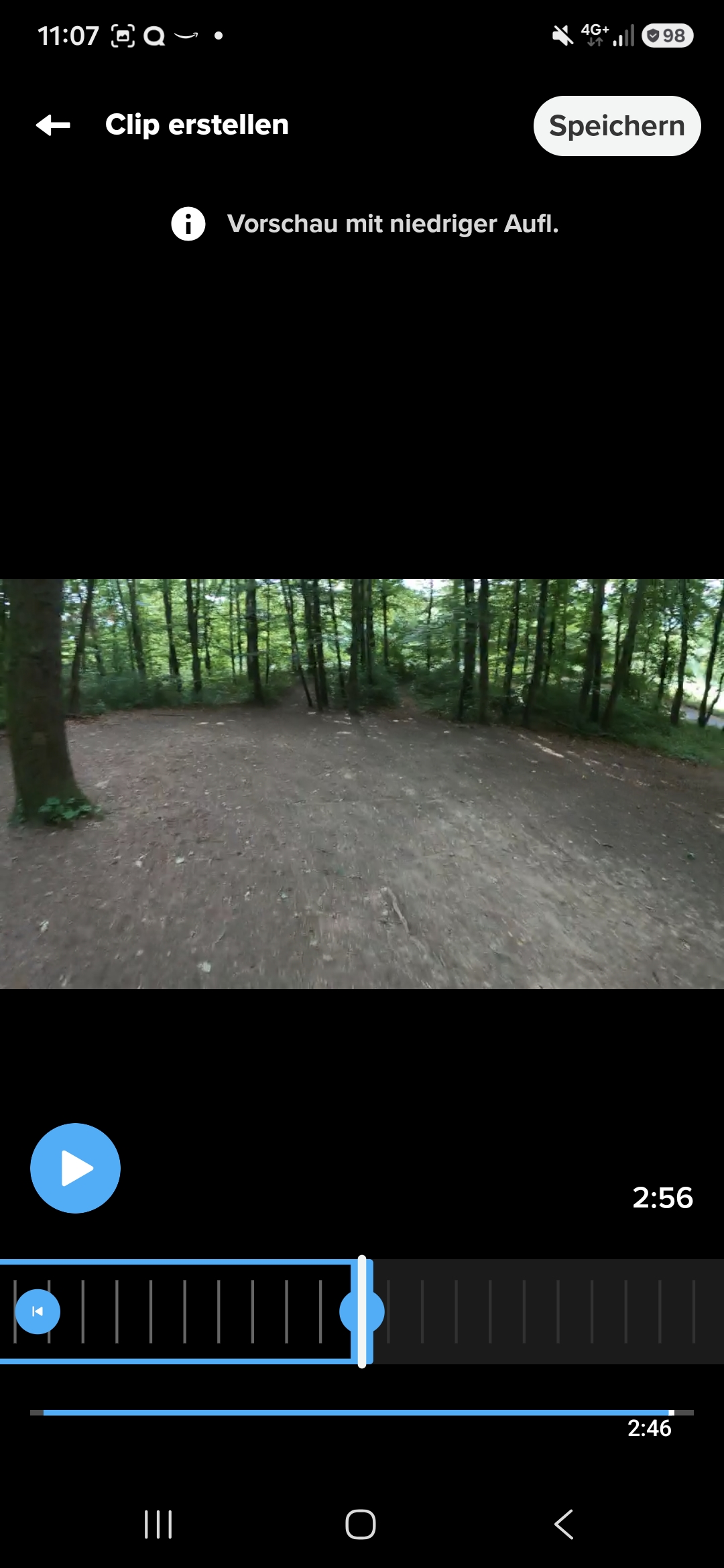 GoPro Quik create clip screen with end point selected