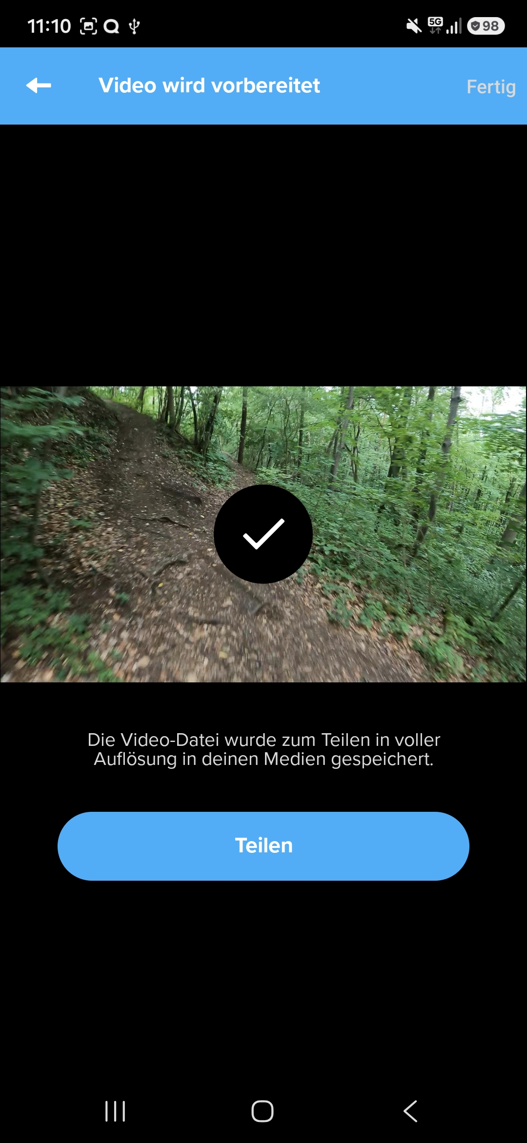 GoPro Quik clip saved confirmation screen